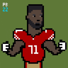 a pixel art of a football player with the number 11 on his shirt