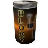 a can of bloxxy is sitting on a white surface .