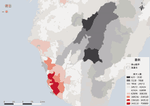 a map showing the number of people in each region