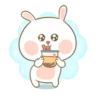 a cartoon bunny is drinking a cup of bubble tea