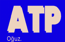 a blue background with the word atp written on it