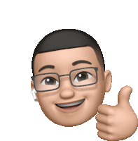 a cartoon man with glasses and ear buds is giving a thumbs up