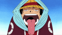 a cartoon character with a long tongue sticking out from his mouth