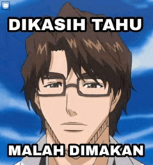 a cartoon of a man with glasses and the words dikasih tahu