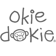 the logo for okie dokie with a monkey on it .