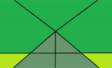 a drawing of a green and yellow background with a triangle in the middle