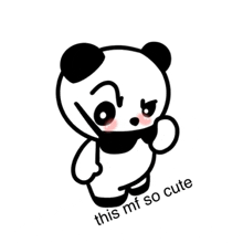 a black and white drawing of a panda bear with the words this mf so cute underneath it