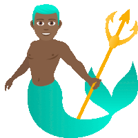 an illustration of a mermaid with a trident in his hand