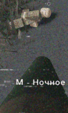 a blurred image of a person laying on the ground with the letters m and n on the bottom