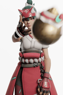 a video game character with the name fanky dva on the bottom right corner