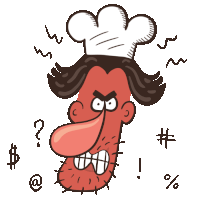 a cartoon of a man with a chef 's hat on his head