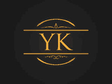 the letter yk is surrounded by a gold border on a black background