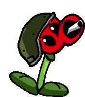 a cartoon drawing of a flower with a red head