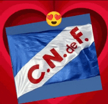 a c.n. de f. flag is surrounded by a red heart