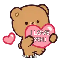 a brown teddy bear is holding a heart that says i love you