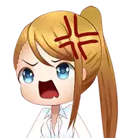 a cartoon girl with a ponytail has an angry look on her face .