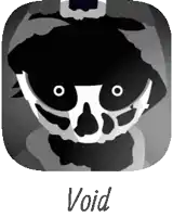 an app icon for void with a black and white skeleton