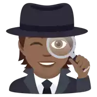 a man wearing a hat and a suit is looking through a magnifying glass