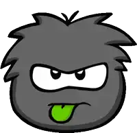 a cartoon character with a very angry face and a green mouth
