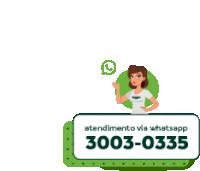 a cartoon illustration of a woman giving a thumbs up next to a whatsapp number