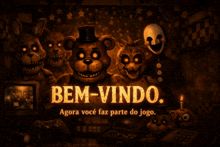 an advertisement for five nights at freddy 's shows a group of teddy bears