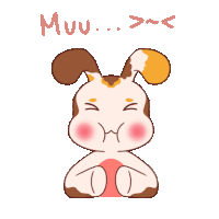 a cartoon drawing of a dog with the word muu written above it