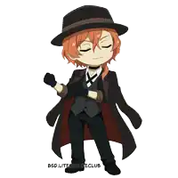 a cartoon of a man in a suit and hat with the words bsd.literatureclub below