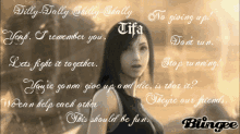 a picture of tifa from final fantasy is surrounded by quotes