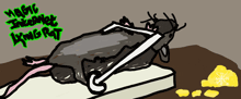 a drawing of a mouse in a mousetrap with the words magic internet lynx rat below it