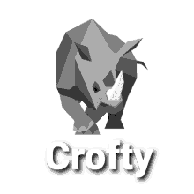 an illustration of a rhino with the word crofty underneath it