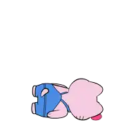 a cartoon drawing of a cat holding a blue confetti cannon