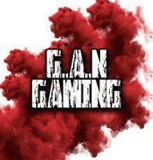 a logo for gan gaming with red smoke coming out of it on a white background .