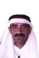 a man with a mustache is wearing a white head scarf