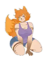 a cartoon drawing of a woman with orange hair