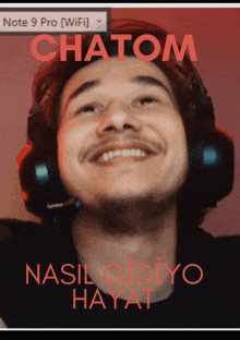 a picture of a man with headphones and the word chatom on it