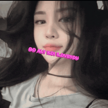 a girl with a choker and the words go all you love you on her face