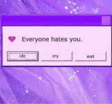 a computer screen with a message that says `` everyone hates you . ''