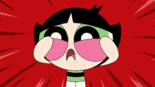 buttercup from the powerpuff girls is making a funny face