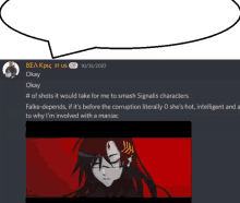 a screenshot of a discord chat with a speech bubble and a picture of a woman