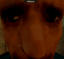 a close up of a person 's face with a time of 1:08 pm