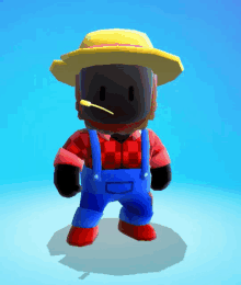 a video game character wearing overalls and a hat