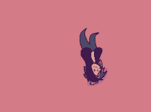 a pixel art drawing of a person doing a handstand on a pink background