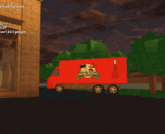 a red truck is upside down in a video game with a message that says load the truck