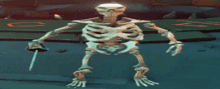 a skeleton holding a sword in a video game