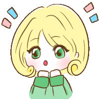 a drawing of a girl with green eyes and blonde hair