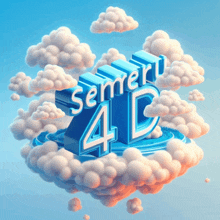 a 3d rendering of semeru 4d floating in the clouds