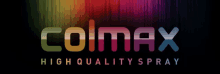 a colmax high quality spray logo with a rainbow background