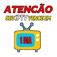 a cartoon drawing of a tv with the words " atenção seu iptv vence em " on it