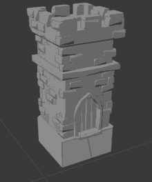 a 3d model of a tower with a door