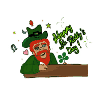 a drawing of a leprechaun with the words happy st. patty 's day on the bottom